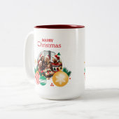 Gelukkig kerstfeest tweekleurige koffiemok (Voorkant links)