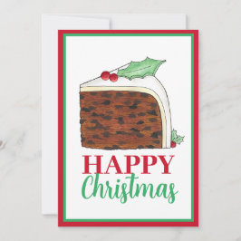Gelukkig kerstfeest UK Britse cake plakje zelfgema Feestdagenkaart