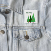 Gelukkig kerstfeest. Vakantigedecoreerde bomen Vierkante Button 5,1 Cm (In situ)