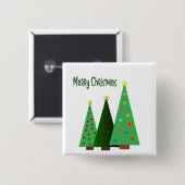 Gelukkig kerstfeest. Vakantigedecoreerde bomen Vierkante Button 5,1 Cm (Voorkant /achterkant)