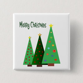 Gelukkig kerstfeest. Vakantigedecoreerde bomen Vierkante Button 5,1 Cm