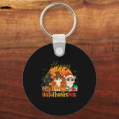 Gelukkig Kerstfeest van de Kat Halloween van de He Sleutelhanger (Voorkant)