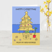 Gelukkig kerstfeest vanuit New Home bij Beach Kaart (Gele Bloem)