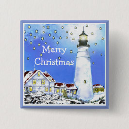 Gelukkig kerstfeest vierkante button 5,1 cm