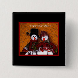 Gelukkig kerstfeest vierkante button 5,1 cm