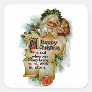 Gelukkig kerstfeest vierkante sticker