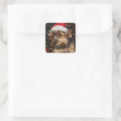 Gelukkig kerstfeest vierkante sticker (Tas)