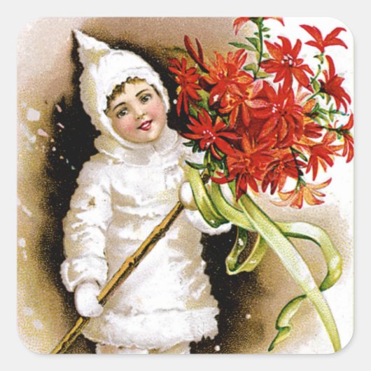 Gelukkig kerstfeest vierkante sticker (Voorkant)