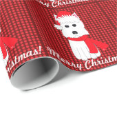 Gelukkig kerstfeest! Westie-dog-papier voor onmidd Cadeaupapier (Rol Hoek)