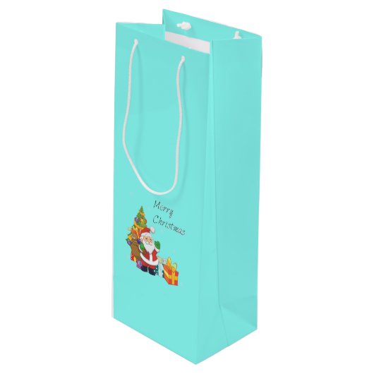 Gelukkig kerstfeest wijn cadeautas (Voorkant Gekanteld)