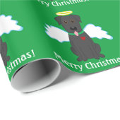 Gelukkig kerstfeest! Zwart Lab Angel-omslagpapier Cadeaupapier (Rol Hoek)