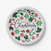Gelukkig kerstfeestontwerp papieren bordje (Voorkant)