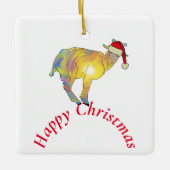 Gelukkig kerstgeit in Santa hat Keramisch Ornament (Voorkant)