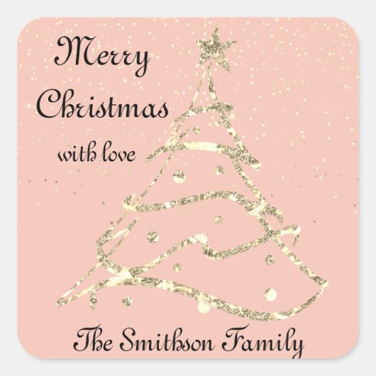 Gelukkig kerstjaar met liefdesnaam Roos Vierkante Sticker (Voorkant)