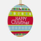 Gelukkig kerstkleurrijk voeg je foto toe keramisch ornament (Rechts)