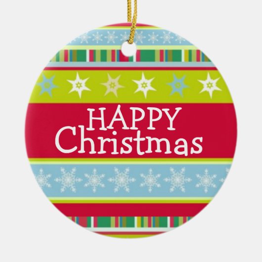 Gelukkig kerstkleurrijk voeg je foto toe keramisch ornament (Voorkant)