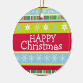 Gelukkig kerstkleurrijk voeg je foto toe keramisch ornament (Links)