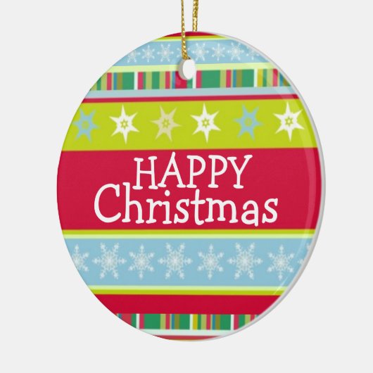 Gelukkig kerstkleurrijk voeg je foto toe keramisch ornament (Links)