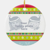 Gelukkig kerstkleurrijk voeg je foto toe keramisch ornament (Achterkant)