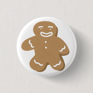 Gelukkig Kerstman Kerstkoekje Ronde Button 3,2 Cm