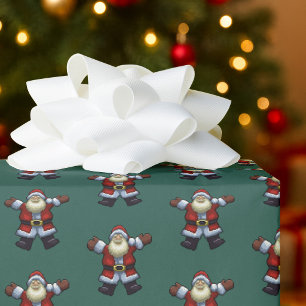 Gelukkig Kerstman Vader Kerstmis Pixel Art Patroon Cadeaupapier