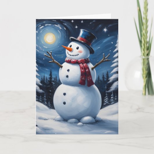 Gelukkig kerstman van sneeuw kaart (Voorkant)