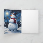 Gelukkig kerstman van sneeuw kaart (Binnen)
