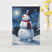 Gelukkig kerstman van sneeuw kaart (Gele Bloem)