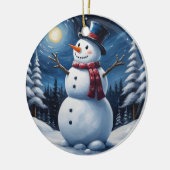 Gelukkig kerstman van sneeuw keramisch ornament (Links)
