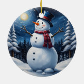 Gelukkig kerstman van sneeuw keramisch ornament (Achterkant)