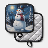 Gelukkig kerstman van sneeuw pannenlap (Voorkant / Achterkant)