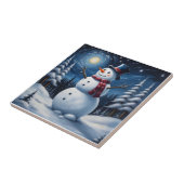 Gelukkig kerstman van sneeuw tegeltje (Zijkant)
