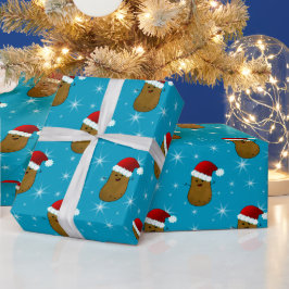 Gelukkig kerstmis aardappel cadeaupapier