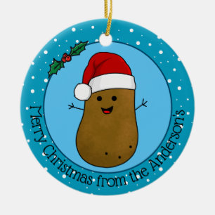 Gelukkig kerstmis aardappel gepersonaliseerd keramisch ornament