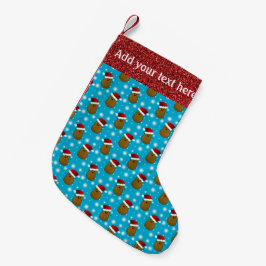 Gelukkig kerstmis Aardappel met een kerstmuts Kleine Kerstsok