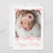 Gelukkig Kerstmis Foto Roze Kaart (Voorkant)