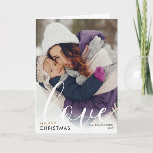 Gelukkig Kerstmis Fotoscript Liefde Chic Modern Feestdagen Kaart (Voorkant)