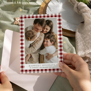 Gelukkig Kerstmis Geruite Foto Kerstkaart