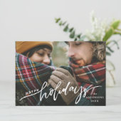 Gelukkig Kerstmis Handlettering Script Overlay Fot Feestdagenkaart (Staand voorkant)