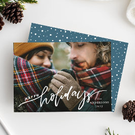 Gelukkig Kerstmis Handlettering Script Overlay Fot Feestdagenkaart