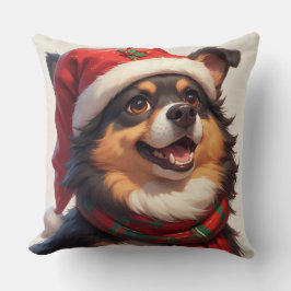 Gelukkig Kerstmis Hond Portret in Kerstman Hoed Kussen