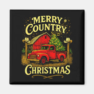 Gelukkig Kerstmis in de provincie Oude Truck En Sc Magneet