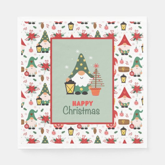 Gelukkig Kerstmis Kabouter Servet (Voorkant)