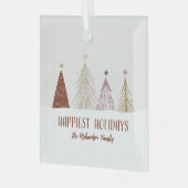 Gelukkig Kerstmis Kerstbomen op Maat Glas Ornament (Voorkant links)