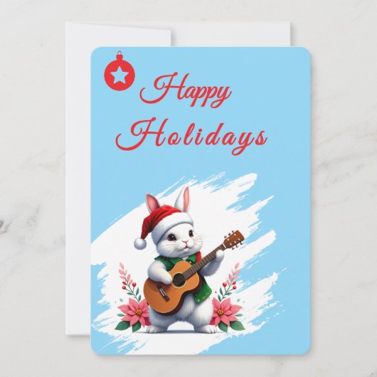 Gelukkig Kerstmis Konijn Plat Kerstkaart (Voorkant)