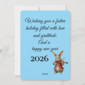 Gelukkig Kerstmis Konijn Plat Kerstkaart (Achterkant)