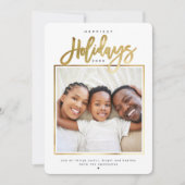 Gelukkig Kerstmis Minimalistisch Gouden Foto Colla Feestdagenkaart (Voorkant)