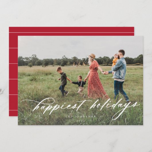 Gelukkig Kerstmis Moderne Fotokaart Feestdagenkaart (Voorkant / Achterkant)