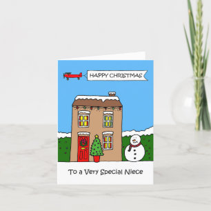 Gelukkig Kerstmis nichtje Feestelijk Huis Feestdagen Kaart