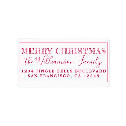 Gelukkig Kerstmis Rode Terugkeer Adres Etiket (Voorkant)
